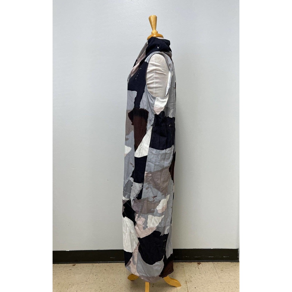 NWT ForCynthia Navy Multicolor Linen Blend Cowl Neck Maxi Dress Size L MSRP $120 - Picture 7 of 16